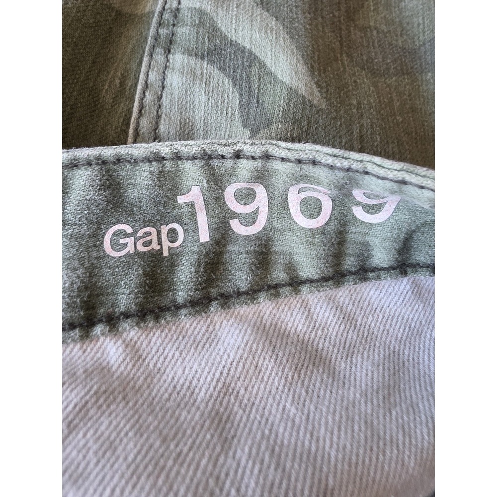 Gap 1969 Jeans Women 31 Camo Green Skinny Casual Denim Pants Trousers